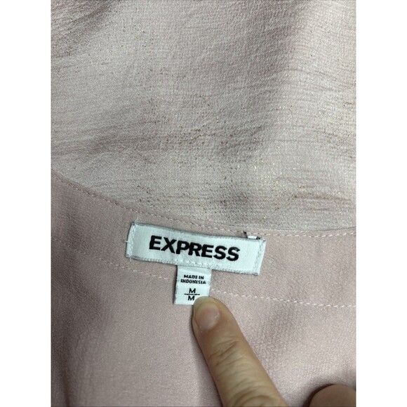 Express Crushed Satin Pink And Gold V-Neck Portofino Size M - Picture 11 of 12